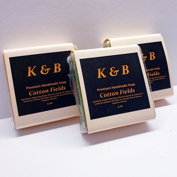 COTTON FIELDS Premium Handmade Natural Body Bar Soap, 5 oz (3 pack) - Picture 4 of 6